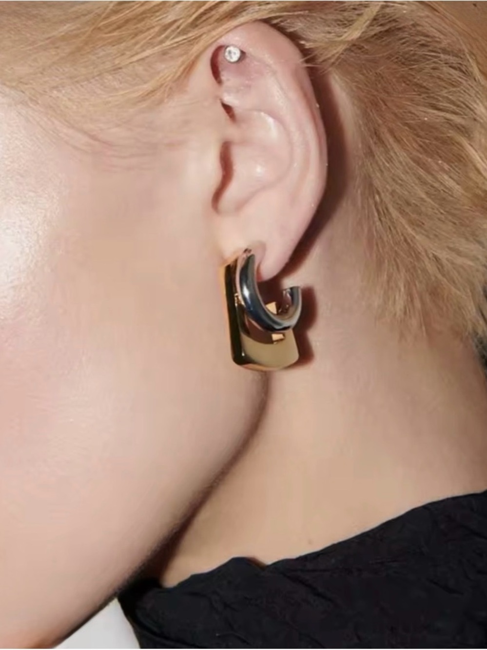 Tina Mini Earrings Two-Tone Mixed Metals Stud Demarson STYLE JL06 AU